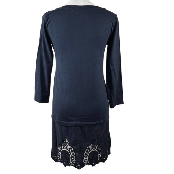 LOGO Lori Goldstein Navy Lace Hem Tunic Top Size XXS Dress - Picture 9 of 11